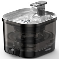 Wireless Cat Water Fountain for Drinking with External Pump, 4-Layer Filters Smart Silent 2L Pet Water Dispenser, 5000mAh Cordless Battery Operated, Rechargeable - 306 Stainless Steel Panel